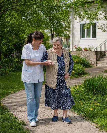 Дневная прогулка и размеренные занятия пожилых людей